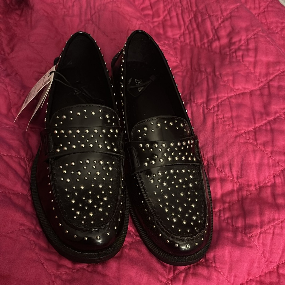 NWT Zara Studded Loafers - Picture 4 of 6